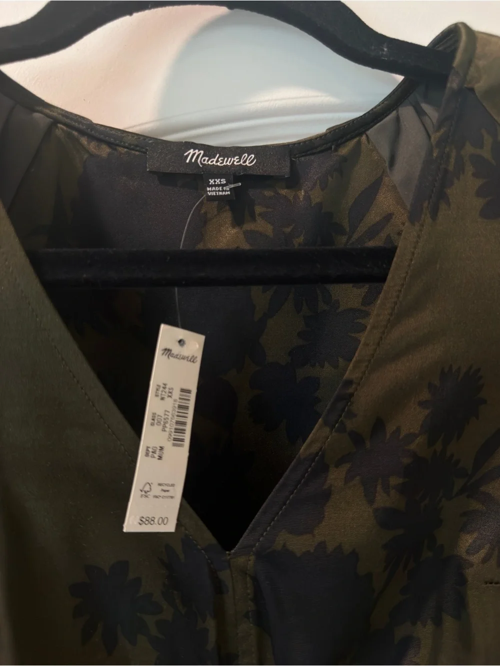 Madewell Shirred Puff Sleeve Satin Top